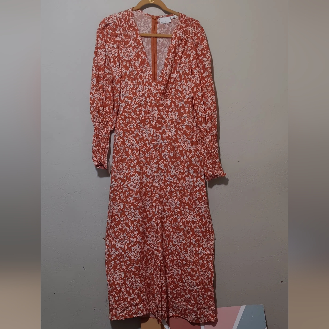 Asos Jumpsuit & Rompers Floral Women's Wide Leg Vneck Orange White Sz8